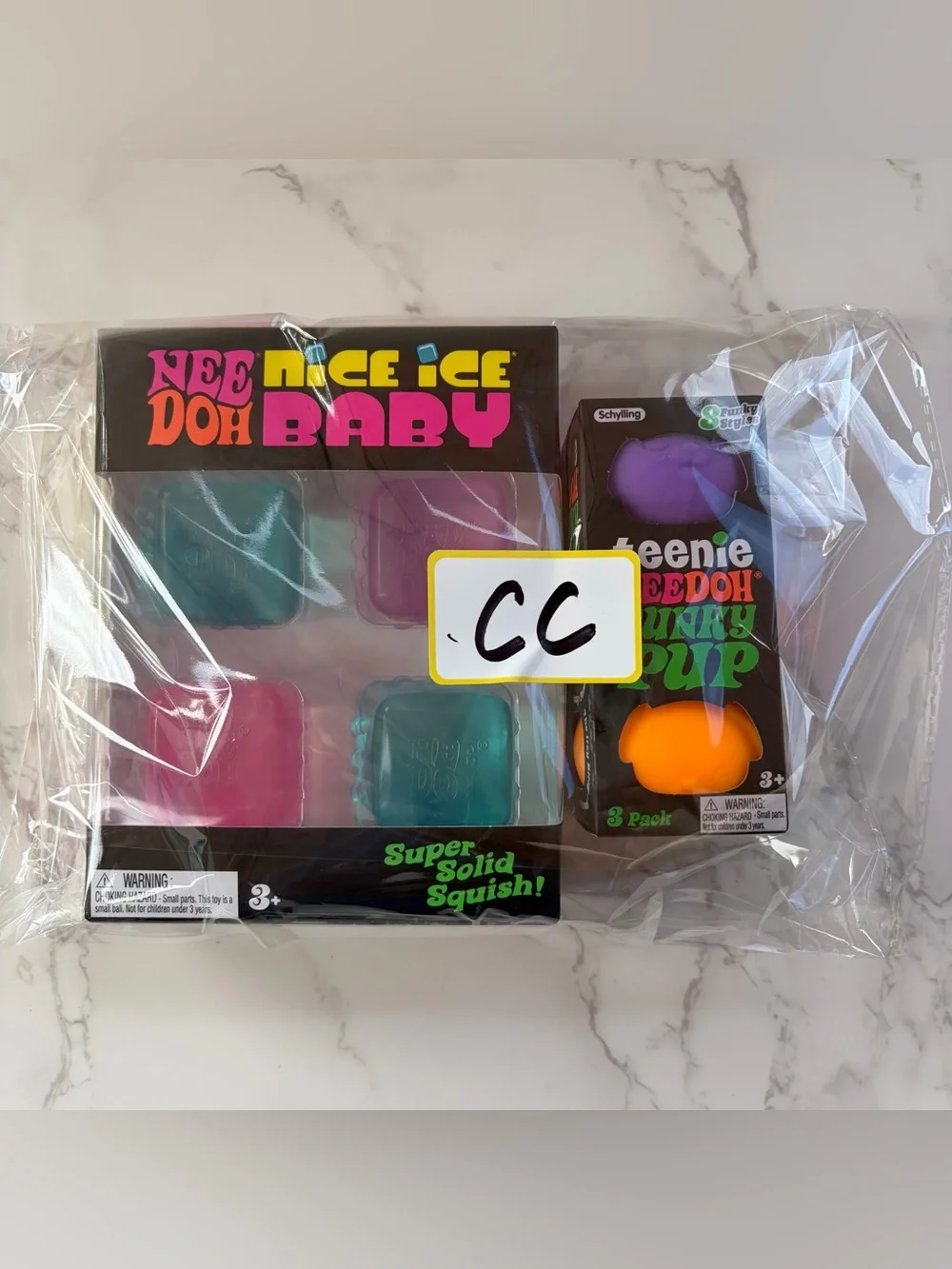Lot of 2: NeeDoh Nice Ice Baby Mini Cube & Teenie Funky Pup 3 Pack